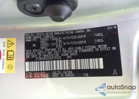 2016 Lexus Rx 350 from USA, damaged, VIN 2T2BZMCA2GC015539